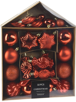 Набір ялинкових кульок Home & Styling Collection 839557 ударостійкі 3-11.5 см 32 шт (8721037246569)