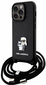 Панель CG Mobile Karl Lagerfeld Crossbody Saffiano Metal Pin Karl&Choupette для Apple iPhone 15 Pro Black (KLHCP15LSAKCPSK)