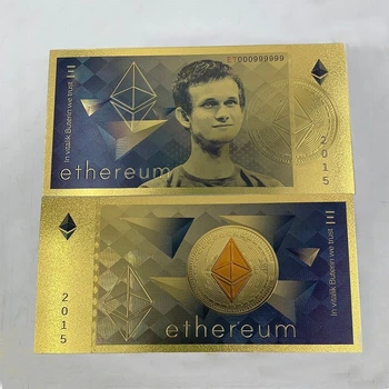 Позолочена сувенірна банкнота Ethereum — подарунок криптоінвестору, колекційний сувенір