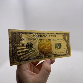Позолочена сувенірна банкнота 1 Litecoin — подарунок криптоентузіасту, колекційний сувенір