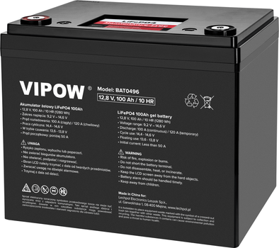 Akumulator LiFePO4 Vipow 12 V 100Ah z BMS (BAT0496)