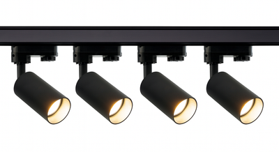 Стельовий світильник Bergs GU10 (511T1-200-4GU10 Black) 4 шт + Шина 511T-TR-200 Black 200 см трековий комплект