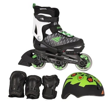 Комплект дитячий (роликові ковзани, шолом, захист) Rollerblade CUBE 29-32 (185-210мм) Black/green (07848200 T83)