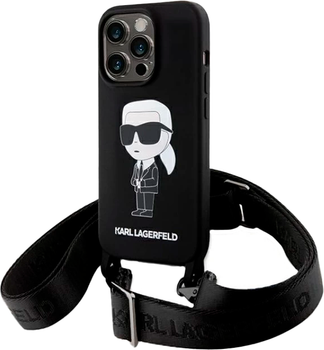 Etui Karl Lagerfeld Crossbody Ikonik do Apple iPhone 15 Pro Max Black (KLHCP15XSCBSKNK)