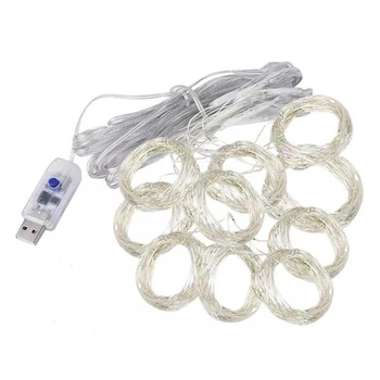 Гирлянда штора LED 3x2м, БЕЗ КРЮЧКОВ, БЕЗ ПУЛЬТА, холодный белый, USB
