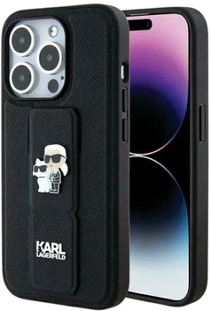 Etui Karl Lagerfeld Gripstand Saffiano Karl&Choupette Pin do Apple iPhone 13/13 Pro Black (KLHCP13LGSAKCPK)