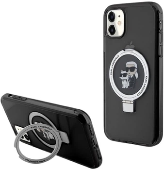 Панель Karl Lagerfeld Ring Stand Karl&Choupettte MagSafe для Apple iPhone 11/Xr Black (KLHMN61HMRSKCK)