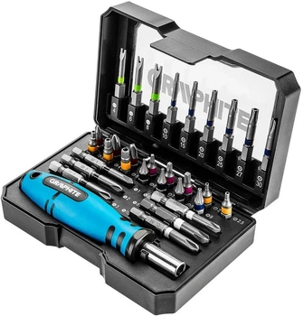 Біти GRAPHITE, набір 31шт, 1/4", бітотримач, PH,R,HT,TT, кейс (00124174)