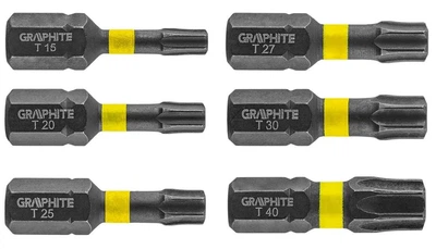 Біти GRAPHITE, набір 6шт, 1/4", ударні, TX, 25мм, сталь S2 (00124164)