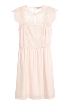 Платье на подкладке с кружевом для женщины H&M 0509571-003 34(XS) Бежевый
