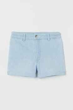 Шорти міні джинсові з відворотами для жінки H&M 0816423-011 38(S) блакитний