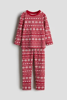 Дитяча новорічна бавовняна піжама для дівчинки H&M 92 см Червона (25120101A)