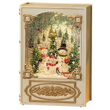 Ночник новорічний музичний XMAS WDL-24023B "Книга" 19.1см White (10092) з різдвяною композицією
