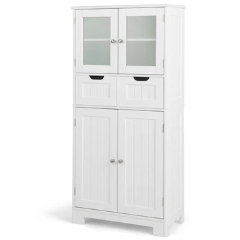 Кухонний комод-креденс з 2 шухлядами та 2 секціями, 60×30×128 см, білий Costway