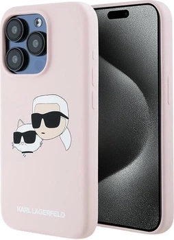 Etui plecki Karl Lagerfeld Silicone Karl & Choupette Head MagSafe do iPhone 15 Pro Max Pink (3666339256876)