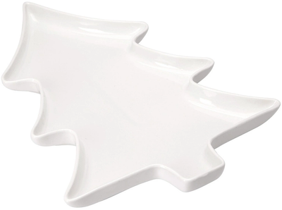 Talerz do serwowania Excellent Houseware 139506 w kształcie choinki porcelanowy Biała 35 x 26 x 3 cm (8721037544412)