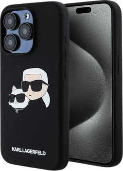 Панель Karl Lagerfeld Silicone Karl & Choupette Head MagSafe для iPhone 15 Pro Black (3666339256722)