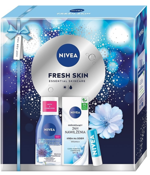 Набір для догляду за обличчям Nivea Fresh Skin 2025 Бальзам для губ 4.8 г + Крем денний 50 мл + Засіб для зняття макіяжу 125 мл (9005800394985)