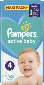 Pieluchy Pampers Active Baby 4 Maxi 9 - 14 kg 62 szt (8001090948731)