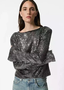 Топ жіночий & other stories flared-sleeve sequin top 1243054001 М