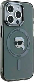 Панель Karl Lagerfeld IML Metal Karl Head MagSafe do Apple iPhone 15 Pro Black (KLHMP15LHLSKIK)