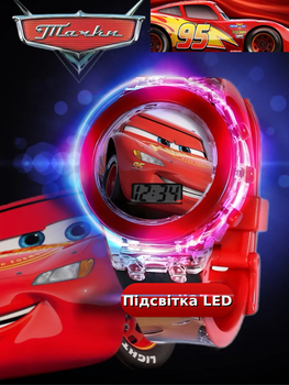 Дитячий електронний наручний годинник з підсвіткою Тачки, годинник з героями мультфільму Тачки блискавка маквін TMMKV-7907