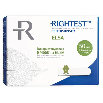 Тест-полоски для глюкометра Bionime Rightest Elsa 50 шт. (4710627340439)