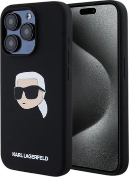 Панель Karl Lagerfeld Silicone Karl Head Print MagSafe для Apple iPhone 15 Pro Black (3666339257149)