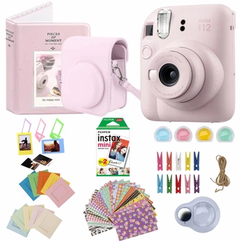 Fujifilm Instax Mini 12 Blossom Pink (Рожевий) / Подарунковий набір All-in-One / Камера + Чохол + 20 фото + Альбом 64 фото + аксесуари (рамки, лінзи) / Premium Set