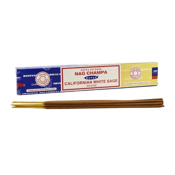Аромапалочки Наг Чампа и Калифорнийский Белый Шалфей Nag Champa Californian White Sage 16г Satya 8904234405186