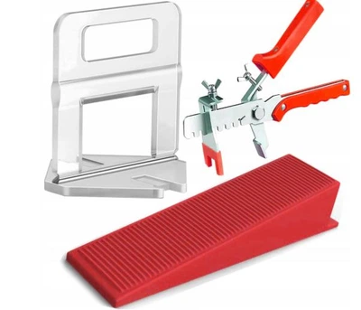 Великий комплект для системи вирівнювання плитки затискачі 2 мм - 500 ШТ клини 100 ШТ плоскогубці (Al3)