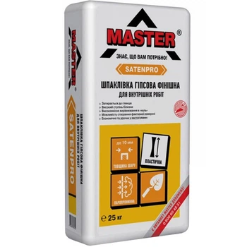 Финишная шпатлевка для внутренних работ на основе гипса Master Satenpro Белый 25 кг