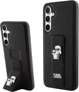 Etui Karl Lagerfeld Gripstand Saffiano Karl&Choupette Pin do Samsung Galaxy S23 FE Black (KLHCS23FEGSAKCPK)