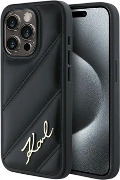 Панель Karl Lagerfeld Diagonal Quilted Script для Apple iPhone 15/14/13 Black (KLHCP14SPQDSMGK)