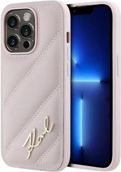 Панель Karl Lagerfeld Diagonal Quilted Script для Apple iPhone 14 Pro Pink (KLHCP14LPQDSMGP)