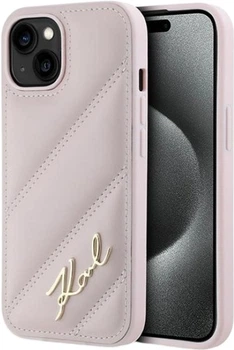 Панель Karl Lagerfeld Diagonal Quilted Script для Apple iPhone 15/14/13 Pink (KLHCP15SPQDSMGP)