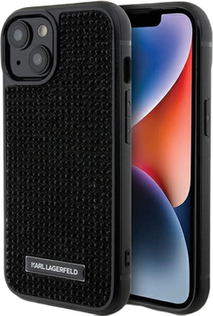 Панель Karl Lagerfeld Rhinestone Logo Metal Plate для Apple iPhone 15 / 14 / 13 Black (KLHCP15SHDSPLK)