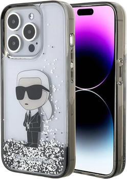 Etui Karl Lagerfeld Liquid Glitter Ikonik do Apple iPhone 15 Pro Transparent (KLHCP15LLKKNSK)