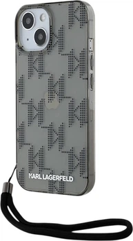Etui plecki Karl Lagerfeld IML Mono KL Pattern & Cord do Apple iPhone 15 / 14 / 13 Silver (3666339258245)