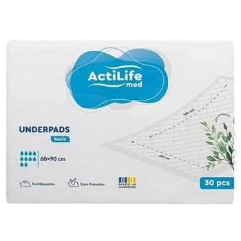 Пеленки для младенцев ActiLife Med Basic 60 х 90, 30 шт (4820174981488) (7765)