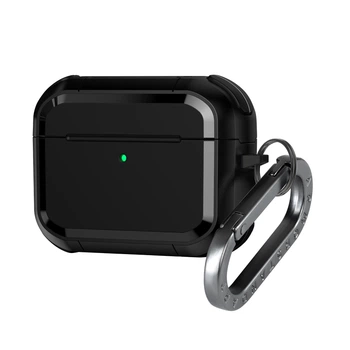 Чохол для навушників Apple AirPods Pro 3, чорний, Panzer, протиударний захисний кейс з TPU та полікарбонату, посилені стінки, захист від подряпин, пилу та ударів, легкий та компактний, з карабіном для кріплення, ArmorStandart (ARM88286)