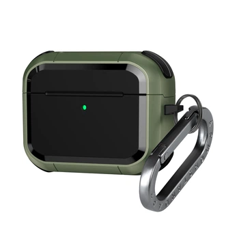 Чохол для навушників Apple AirPods Pro 3, оливковий, Panzer, протиударний захисний кейс з TPU та полікарбонату, посилені стінки, захист від подряпин, пилу та ударів, легкий та компактний, з карабіном для кріплення, ArmorStandart (ARM88289)