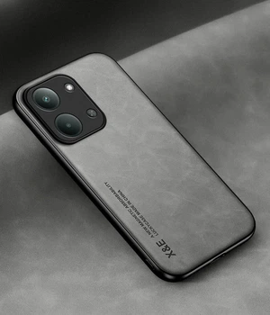Кожаный чехол XnE Xiaomi Redmi 15C 4G с металлической вставкой Grey (43117-33)