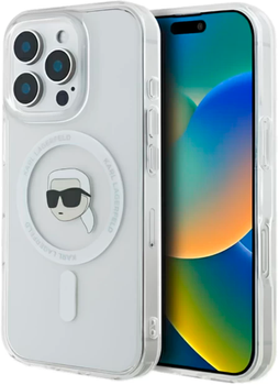 Панель Karl Lagerfeld IML Metal Karl Head MagSafe для Apple iPhone 16 Pro White (KLHMP16LHLSKIH)