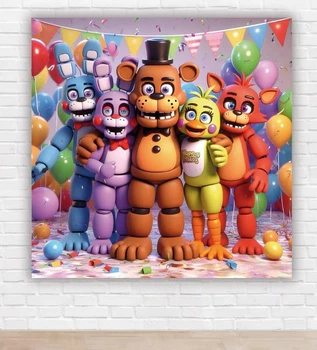 Паперовий плакат "Фнаф. FNAF. П'ять ночей з Фредді. Five Nights at Freddy. З днем народження" розмір 150х150см
