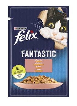 Упаковка влажного корма Purina Felix Fantastic для котов с лососем (кусочки в желе) 85 г x 26 шт