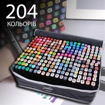 Набір скетч-маркерів 204 шт для малювання двосторонніх Touch