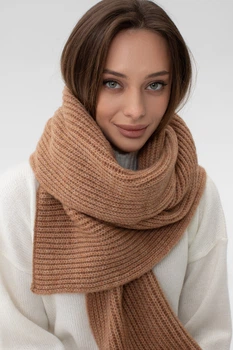 Жіночий теплий в’язаний шарф SEWEL One size Світло-коричневий (sw-2000000303741)