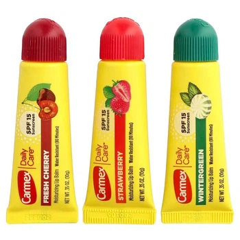 Carmex Daily Care®, зволожувальний бальзам для губ, SPF 15, Вишня • Полуниця • Зимова зелень, набір 3×10 г