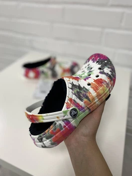 Утепленные сабо Crocs Classic lined tie dye clog black/multi w8/38-39 арт.206341-OC4